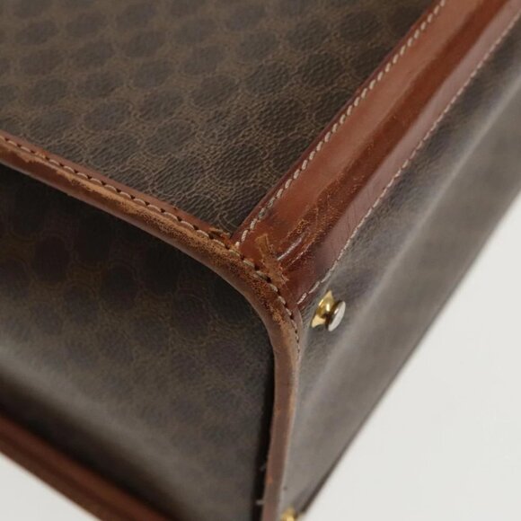 CELINE Macadam Canvas Trunk PVC Leather Gold Brown Auth 92361 - Picture 8 of 16